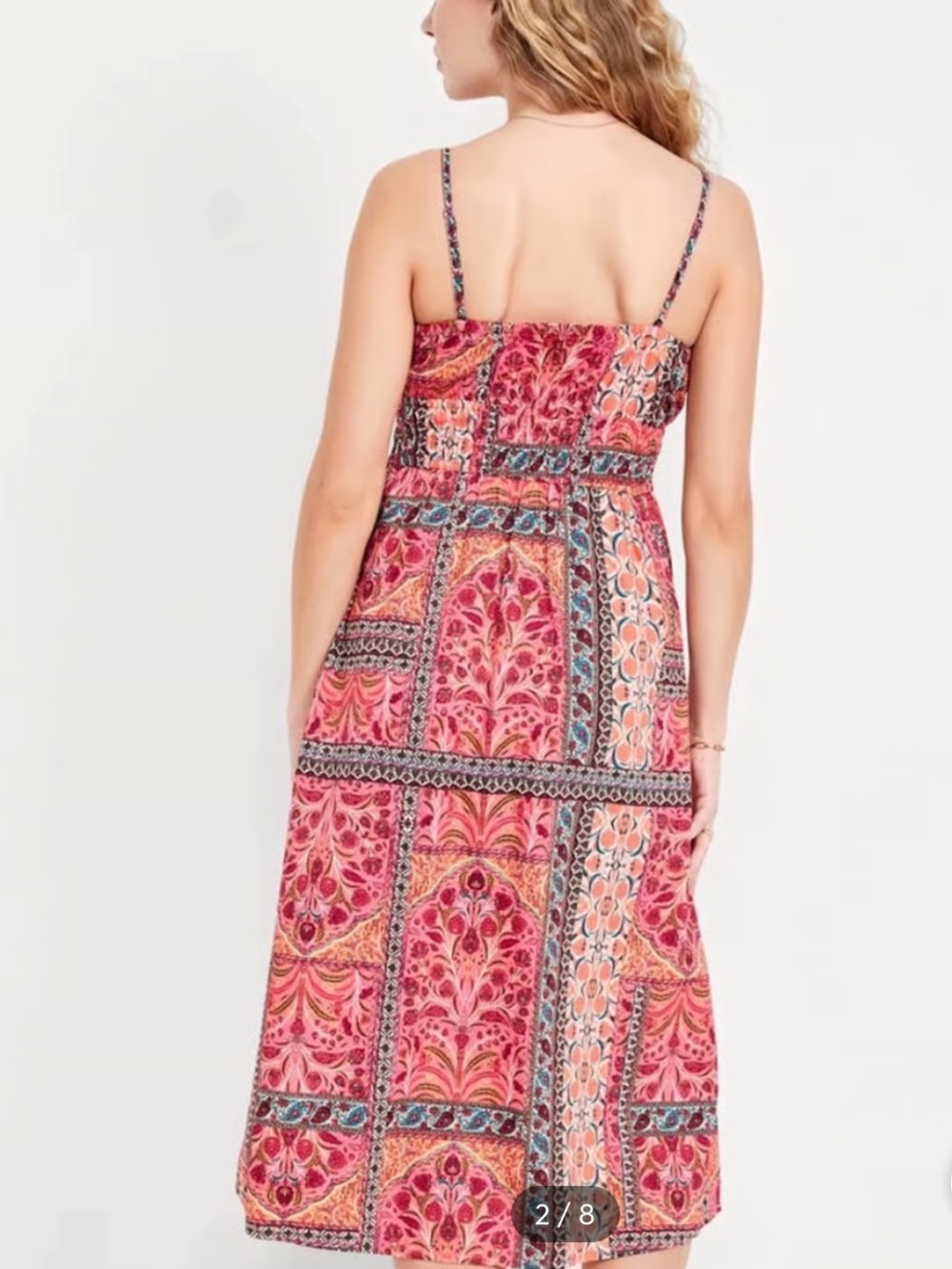 Old Navy Waist-Defined patchwork Paisley print Cami Midi Dress XXL - Picture 2 of 15
